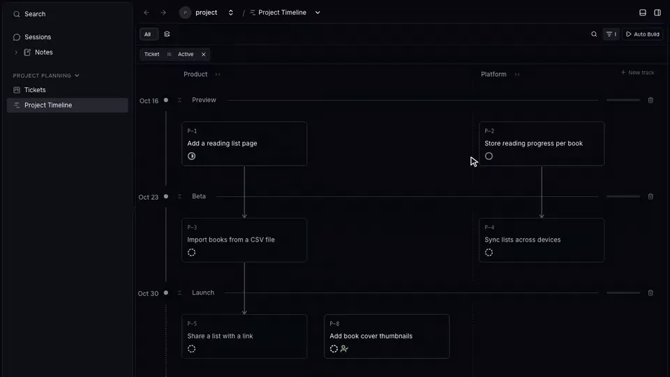 Opening Auto Build, writing a supervisor prompt, and changing the ignore filters
