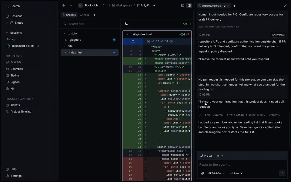 Renaming a session from its tab menu, then finding another session with Switch session