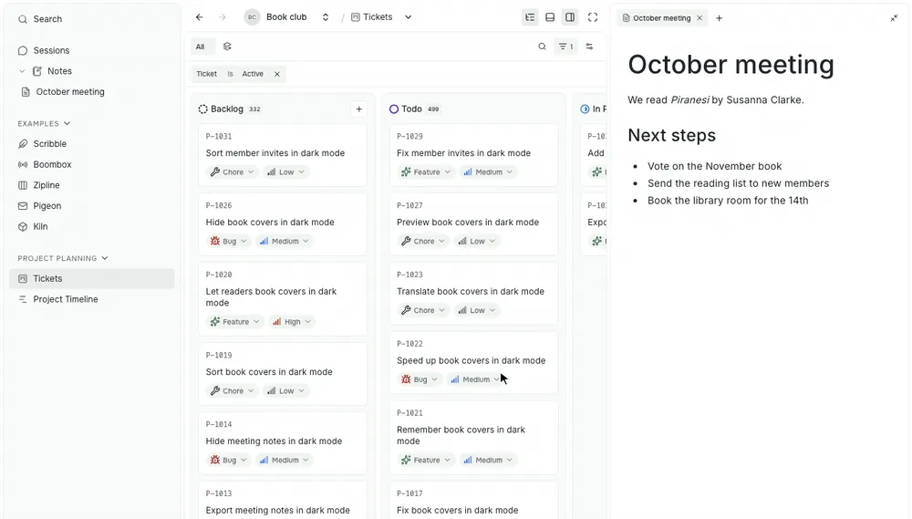 Opening the board in Main fullscreen, minimizing the floating note, reopening it from its bubble, and exiting fullscreen