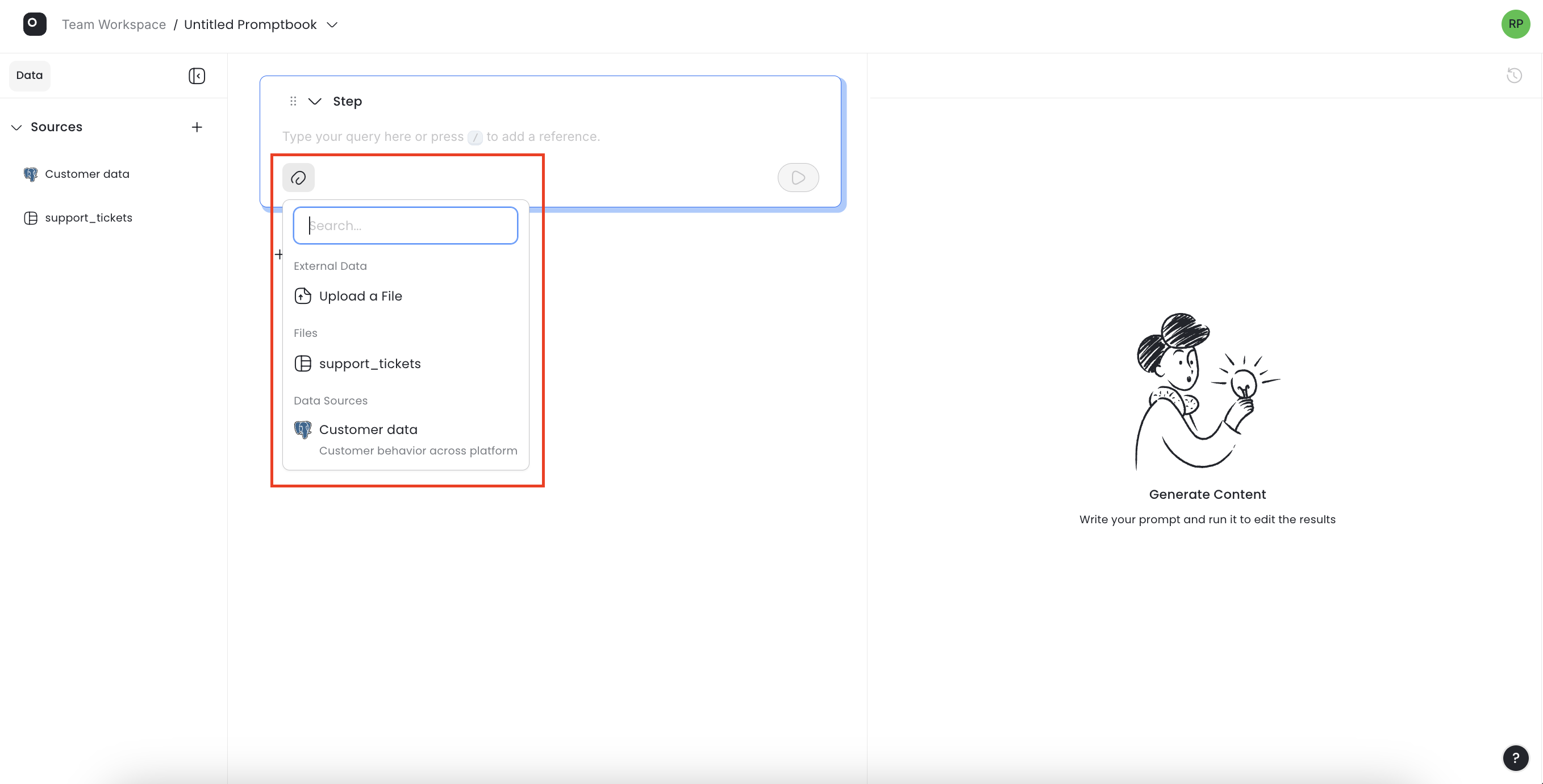 Select data source